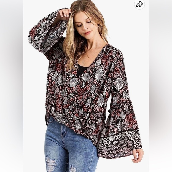 Lovestitch Floral Boho Top S - Picture 1 of 8